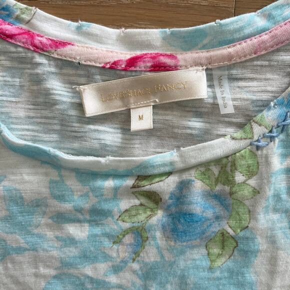 LoveShackFancy Rubin Cropped Tee Baby Blue Promise Medium - Picture 3 of 4